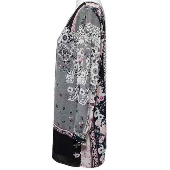 Maurices  Pink & Black and Gray Floral Slit Sleeve Shift Dress   Size M - Picture 6 of 16